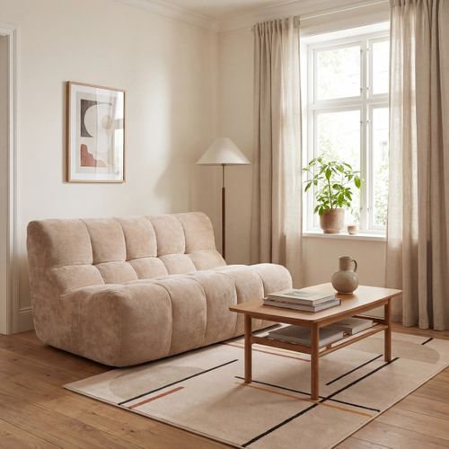 Canapé compressé fixe 2 places MIROA tissu beige vue d'ambiance 1