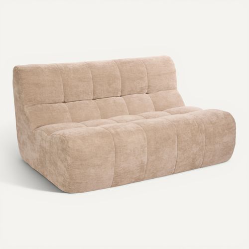 Canapé compressé fixe 2 places MIROA tissu beige vue 3/4