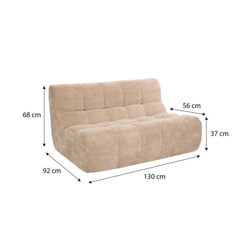 Canapé compressé fixe 2 places MIROA tissu beige
