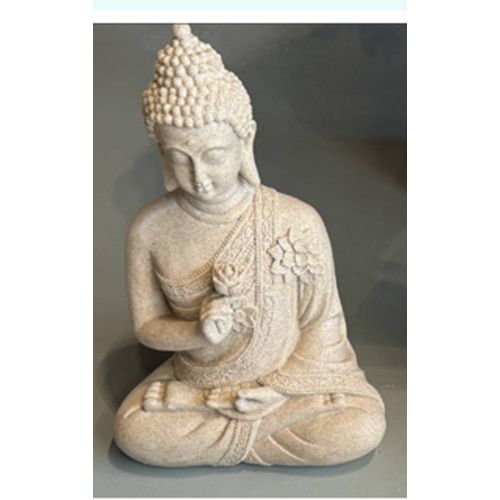 Statue Bouddha Assis Salma 17x10,5x27cm Beige