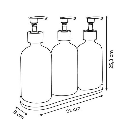 Lot De 3 Distributeurs De Savon 500 Ml Avec Plateau Bambou
