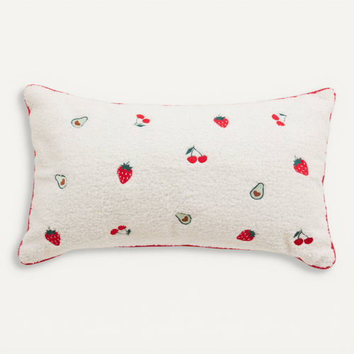Coussin Fraci Fruits 50x30cm Blanc Et Rouge