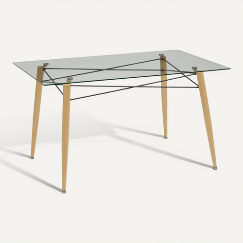Table À Manger En Verre Trempé 6 Places Jindo 140x80x77cm