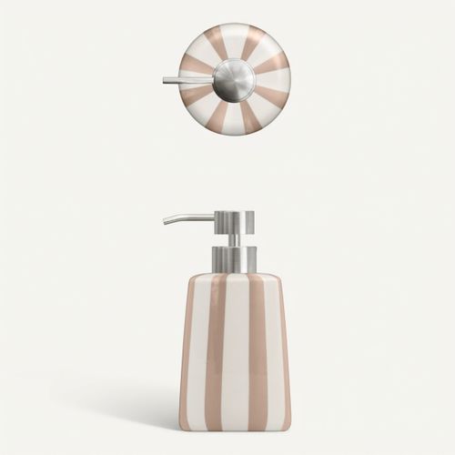 Distributeur de savon STRIO Blanc / Rose vue de face