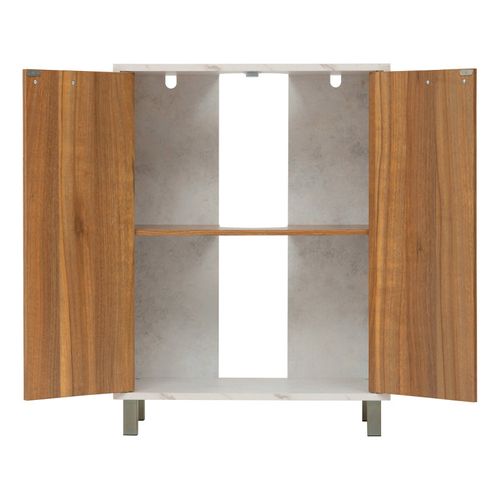 Meuble Sous Lavabo 2 Portes Côme Effet Travertin