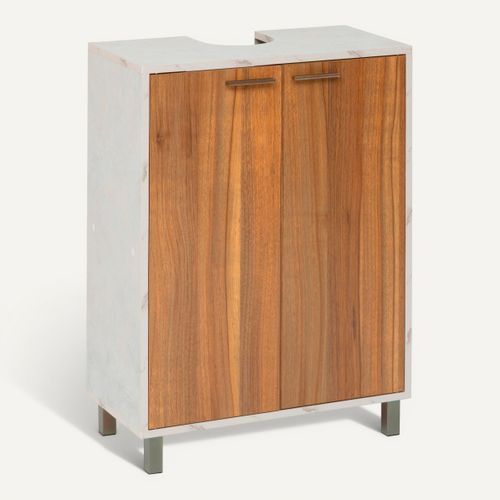 Meuble Sous Lavabo 2 Portes Côme Effet Travertin