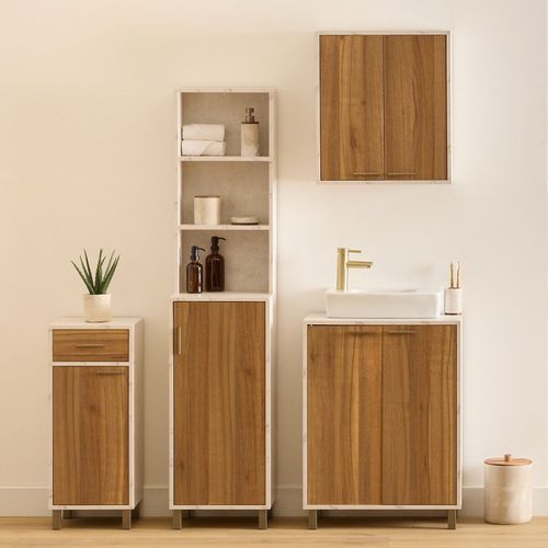 Meuble Sous Lavabo 2 Portes Côme Effet Travertin