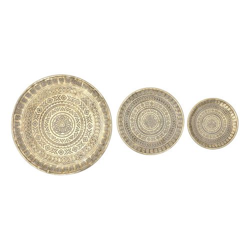 Lot De 3 Plateaux Ronds Samir En Acier Doré
