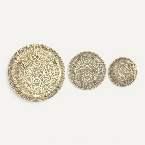 Lot De 3 Plateaux Ronds Samir En Acier Doré