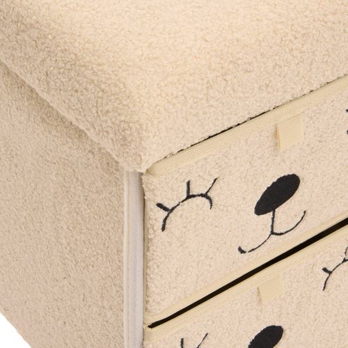 Pouf Pliant Enfant Ezzio Beige 4 Tirroirs 39x38x50 Cm
