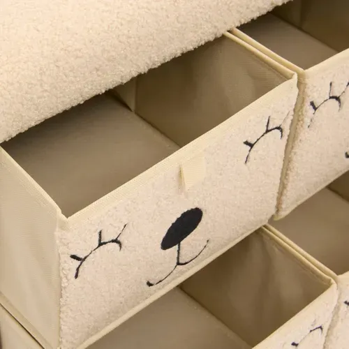 Pouf Pliant Enfant Ezzio Beige 4 Tirroirs 39x38x50 Cm