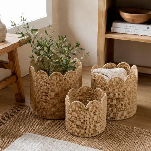 Lot De 3 Paniers Cyrielle Rond Beige