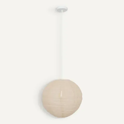 Suspension lanterne D. 43 cm JORDY Beige vue de face