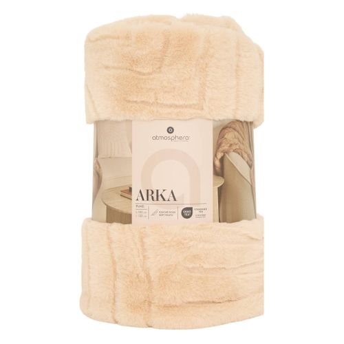 Plaid Arka 120x160cm Effet Fausse Fourrure Beige
