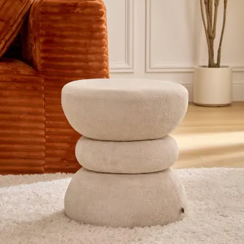 Pouf Totem Ritem H38,5 Cm Ivoire Atmosphera