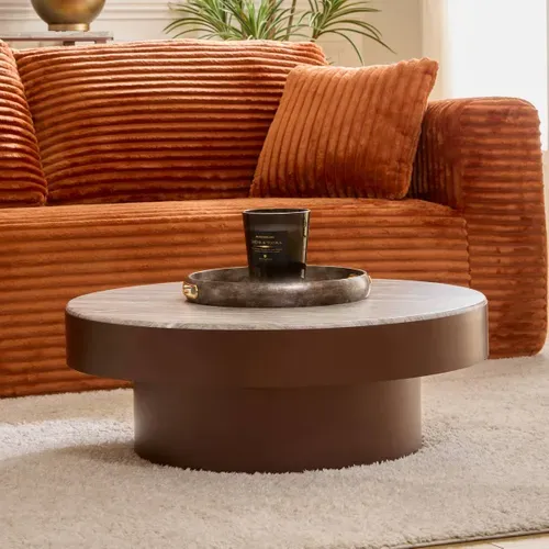 Table Basse Graphite Ronde D.80cm Marron