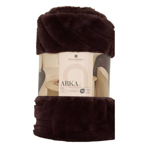 Plaid Arka 120x160cm Effet Fausse Fourrure Marron