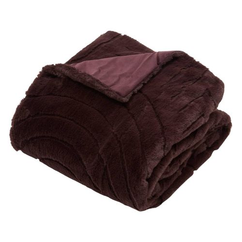 Plaid Arka 120x160cm Effet Fausse Fourrure Marron