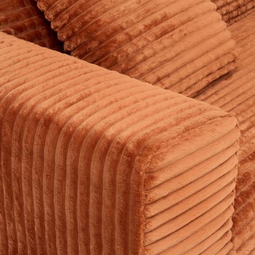 Canapé compressé 3 places SOLKA velours côtelé terra cotta vue accessoires