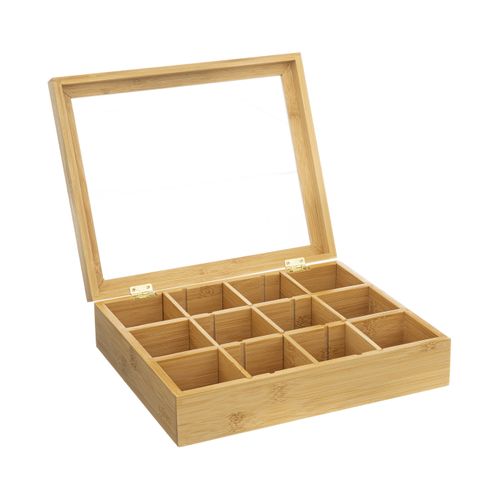 Boîte à Thé En Bambou 12 Compartiments Amovibles