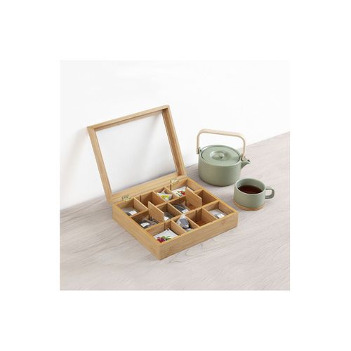 Boîte à Thé En Bambou 12 Compartiments Amovibles