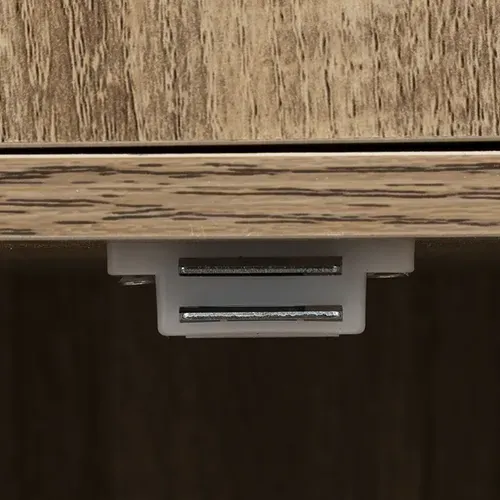 Meuble Etagère 3 Cases De Rangement 3 Portes Effet Bois Naturel H 100.5 Cm