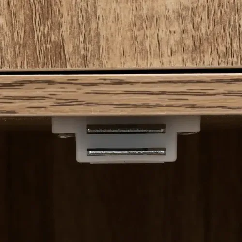 Meuble Etagère 3 Cases De Rangement 3 Portes Effet Bois Naturel H 100.5 Cm