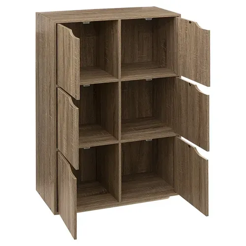 Etagère 6 Cases Avec Portes Naturel 5five