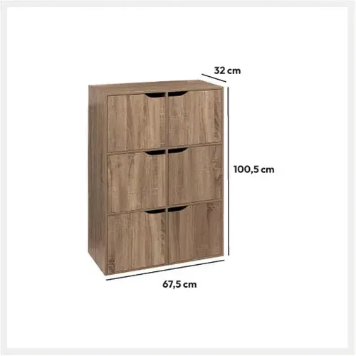 Etagère 6 Cases Avec Portes Naturel 5five