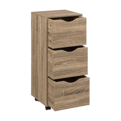 Meuble Tour 3 Tiroirs Sur Roulettes Coloris Bois Naturel H. 80.5 Cm