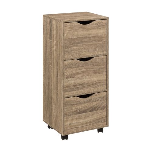 Meuble Tour 3 Tiroirs Sur Roulettes Coloris Bois Naturel H. 80.5 Cm