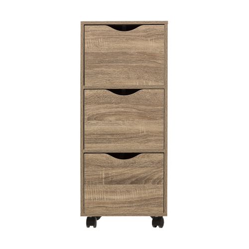Meuble Tour 3 Tiroirs Sur Roulettes Coloris Bois Naturel H. 80.5 Cm