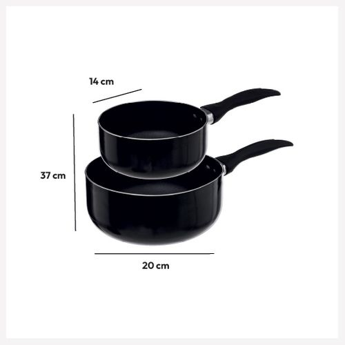 Lot 2 Casseroles En Aluminium Revêtement Anti-adhérent D 16 Et D 20 Cm Tous Feux Y Compris Induction