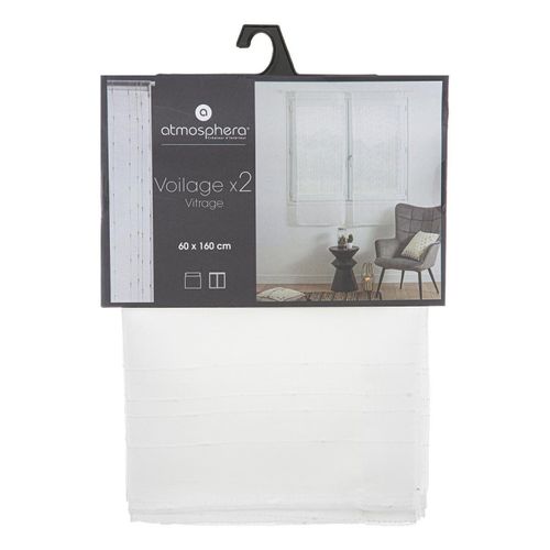 2 Voilages Anissa - 60 X 160 Cm - Blanc