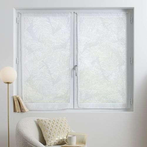 2 Voilages Dev Effet Feuille - 60 X 120 Cm - Blanc