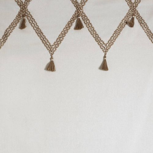 Rideau Carmen À Pompons En Jute - 140 Cm X 260 Cm - Beige