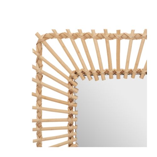 Miroir Mural Carré En Rotin 40 X 40 Cm