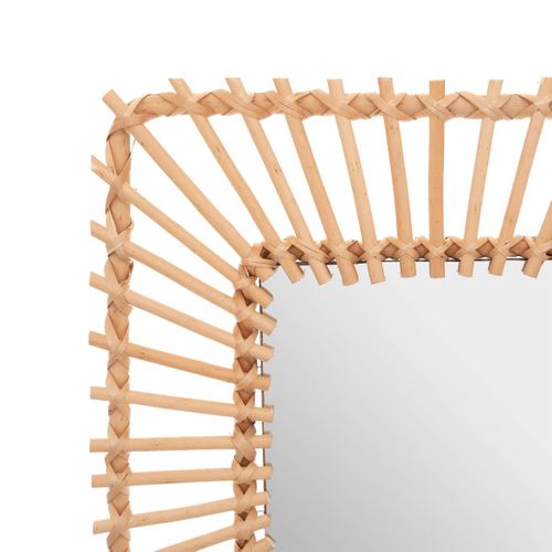 Miroir Mural Carré En Rotin 40 X 40 Cm