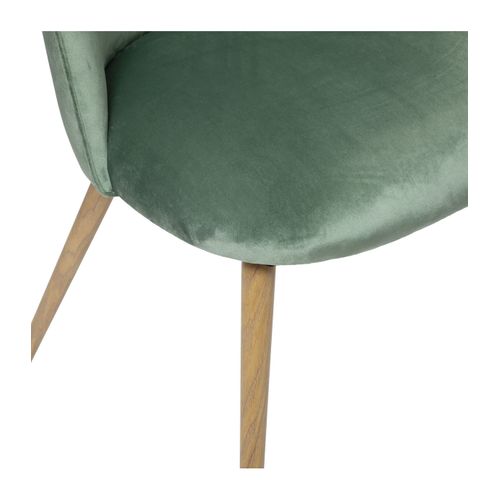 Chaise De Table En Velours Vert Céladon Et Pieds En Métal