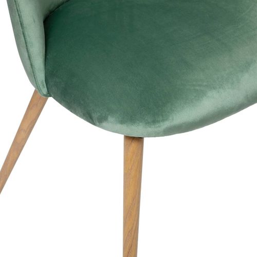Chaise De Table En Velours Vert Céladon Et Pieds En Métal
