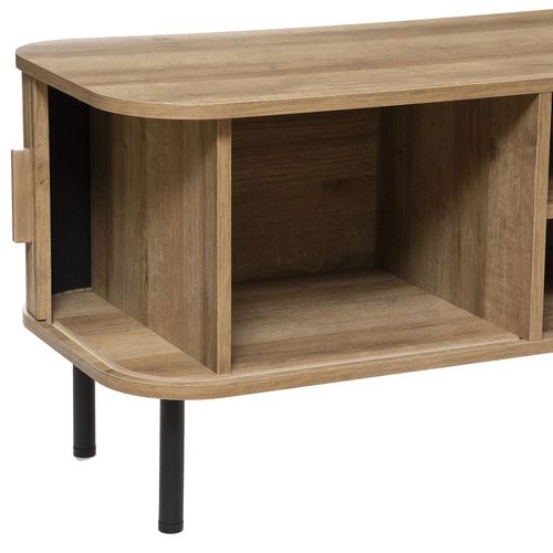 Meuble TV 2 Portes Coulissantes Colva - Marron Et Noir