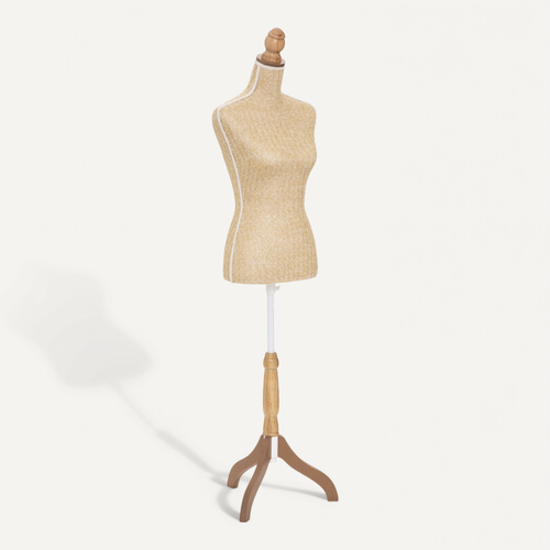 Mannequin Décoratif Sur Pied Buste Tressé Doré Et Naturel H 160 Cm