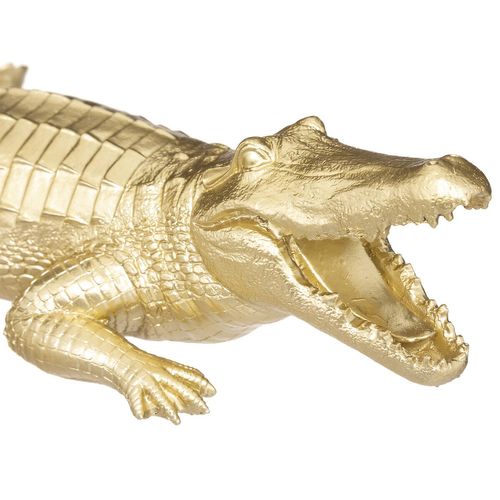 Crocodile En Résine - Doré