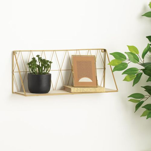 Etagère Murale En Métal Filaire Doré 48 X 20 Cm