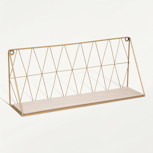 Etagère Murale En Métal Filaire Doré 48 X 20 Cm