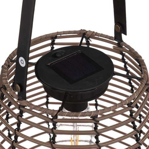 Lampe Solaire Marron Tonka D 24 X H 26 Cm à Poser Ou à Suspendre