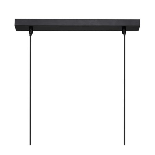 Luminaire Suspension 5 Lampes En Métal Noir Et Bois De Pin L 60 Cm