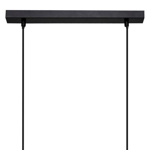 Luminaire Suspension 5 Lampes En Métal Noir Et Bois De Pin L 60 Cm