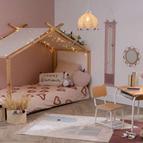 Luminaire Suspension En Bambou Avec Pompons D 28 Cm Pour Chambre D'enfant