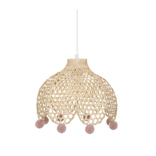 Luminaire Suspension En Bambou Avec Pompons D 28 Cm Pour Chambre D'enfant